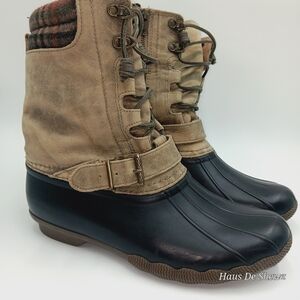 Sperry Top Sider Women's Saltwater Misty Rain Boot Sz 10 Brown Leather  STS95911